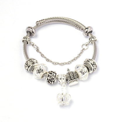 Colorful crystal Amazon Cross-border Crown beaded bracelet, handcrafted glass beads