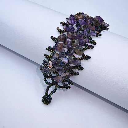 Handmade crushed stone beaded Bohemian hollowed-out rice bead crushed stone bracelet