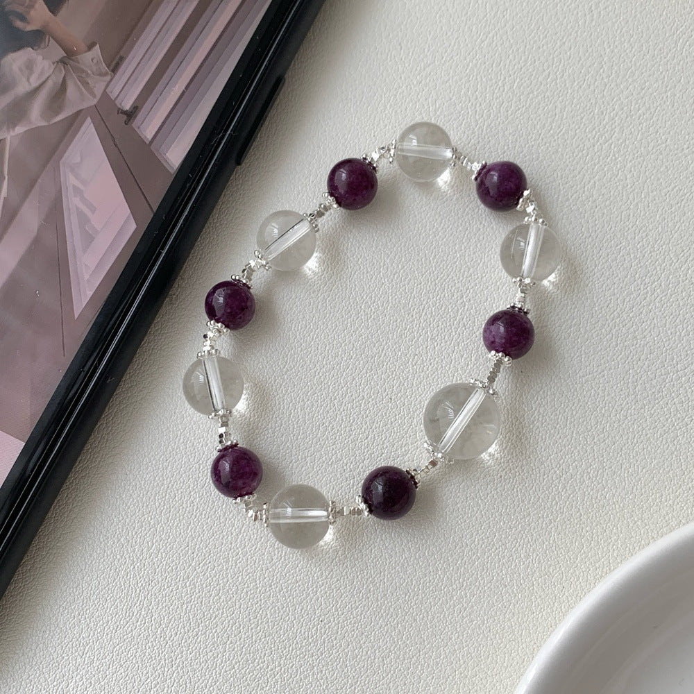 S925 Pure Silver purple chalcedony Bracelet    Product label: