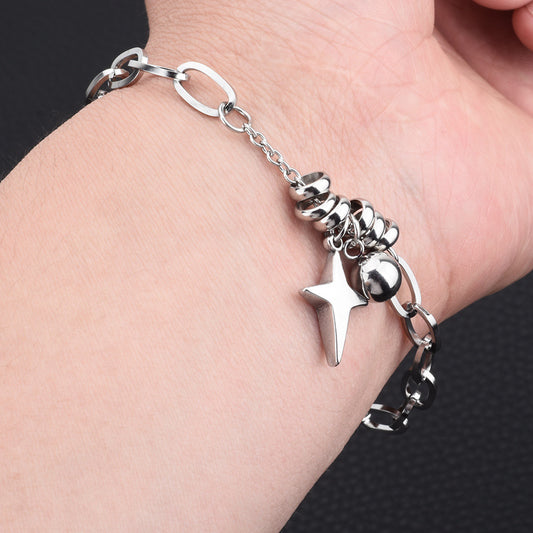 Titanium steel bracelet with a cross star sphere