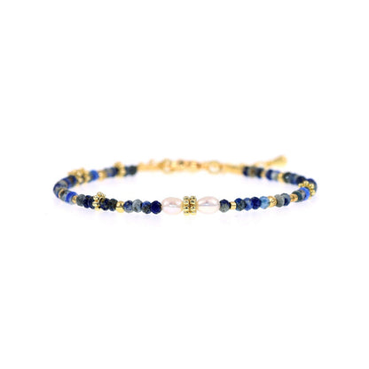 Semi-precious stone and pearl spliced bracelet