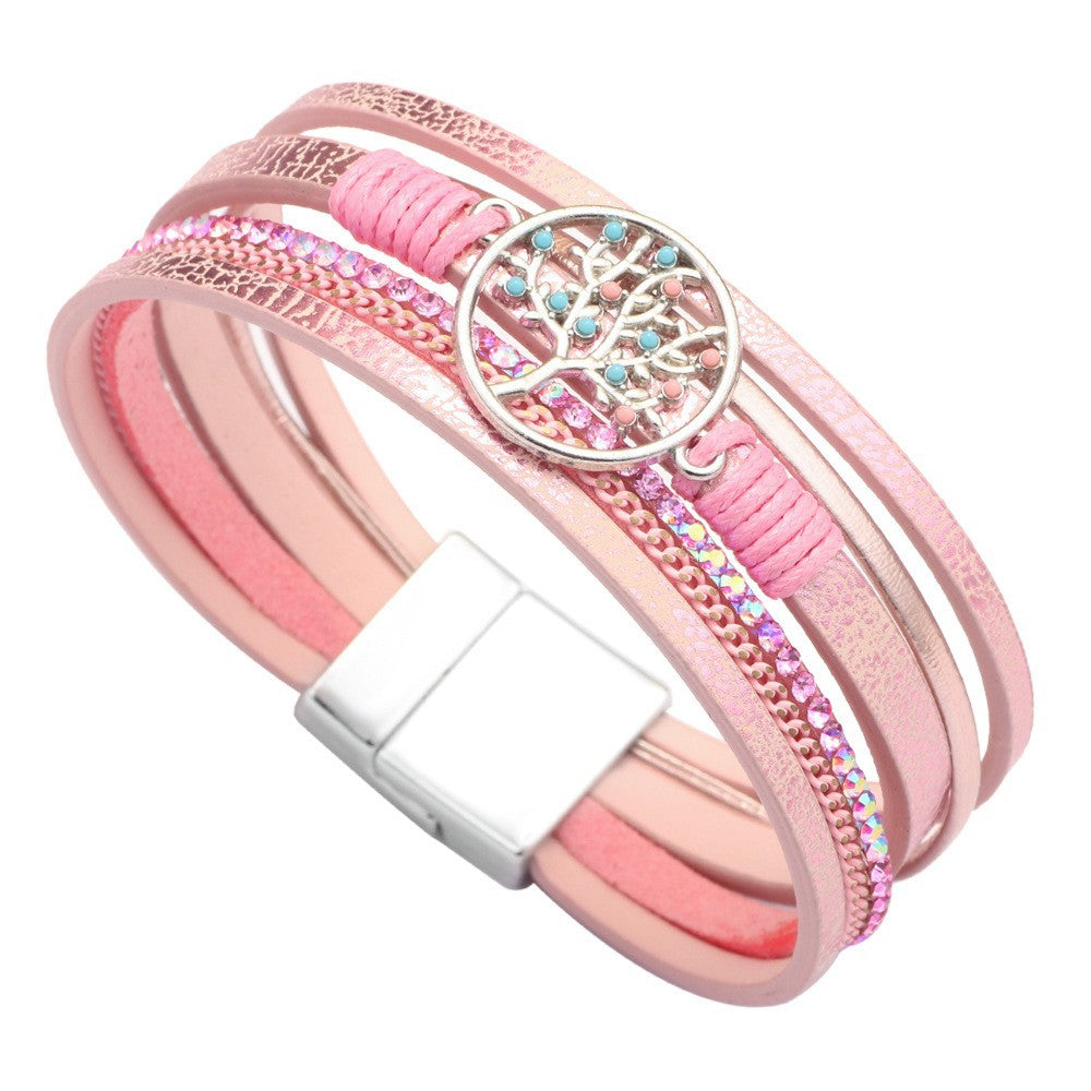 Cross bracelet with slightly set diamond magnetic clasp