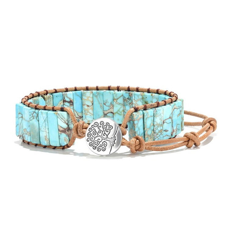 Hand-wound woven leather rope bracelet