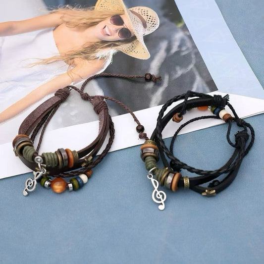 Woven leather star beads