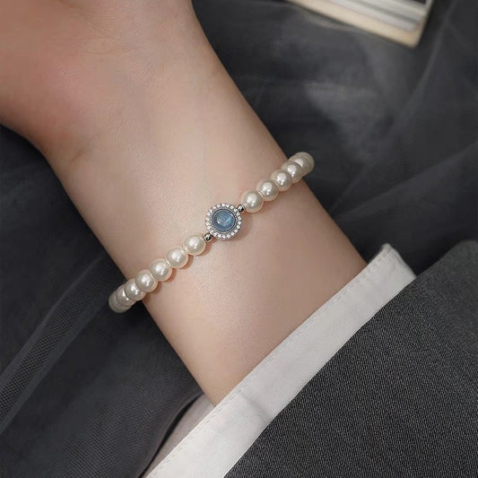 Aquamarine pearl bracelet
