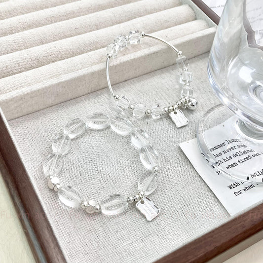 Transparent crystal beaded bracelet