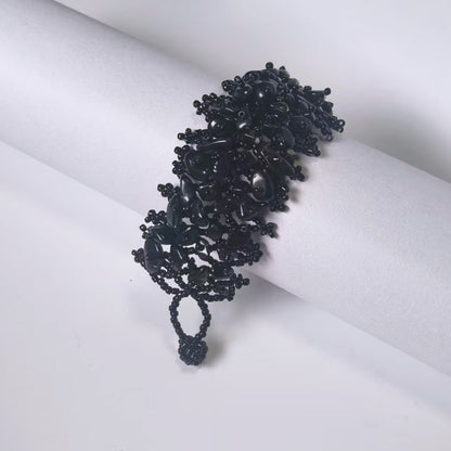 Handmade crushed stone beaded Bohemian hollowed-out rice bead crushed stone bracelet