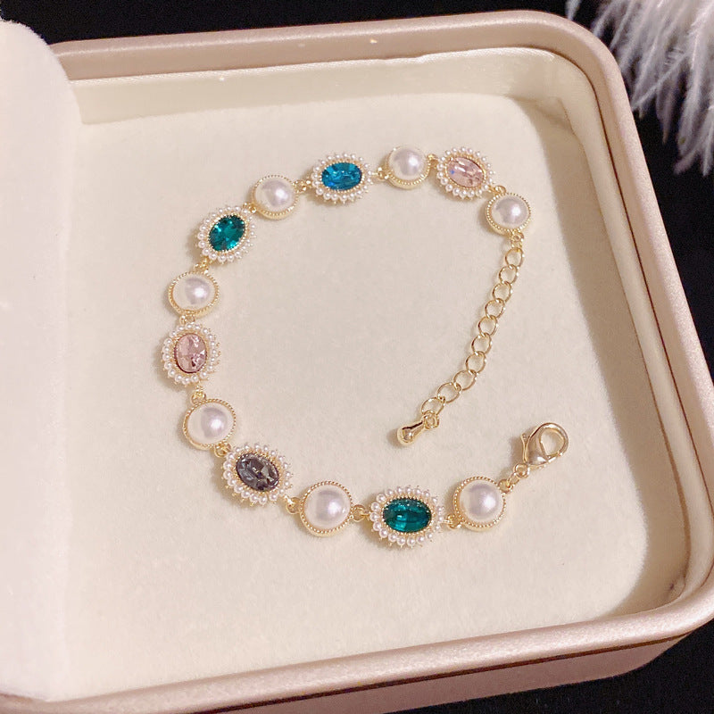 Retro colored pearl simple style elegant bracelet