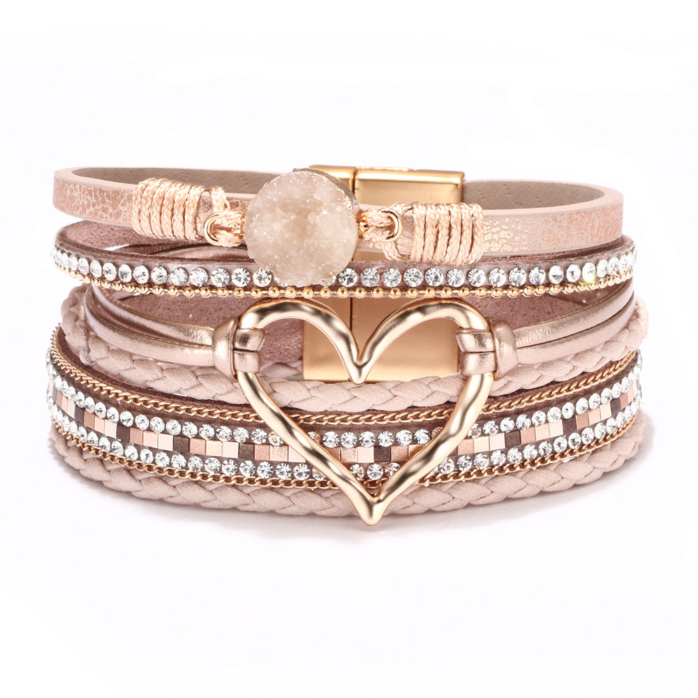 Cross bracelet with slightly set diamond magnetic clasp