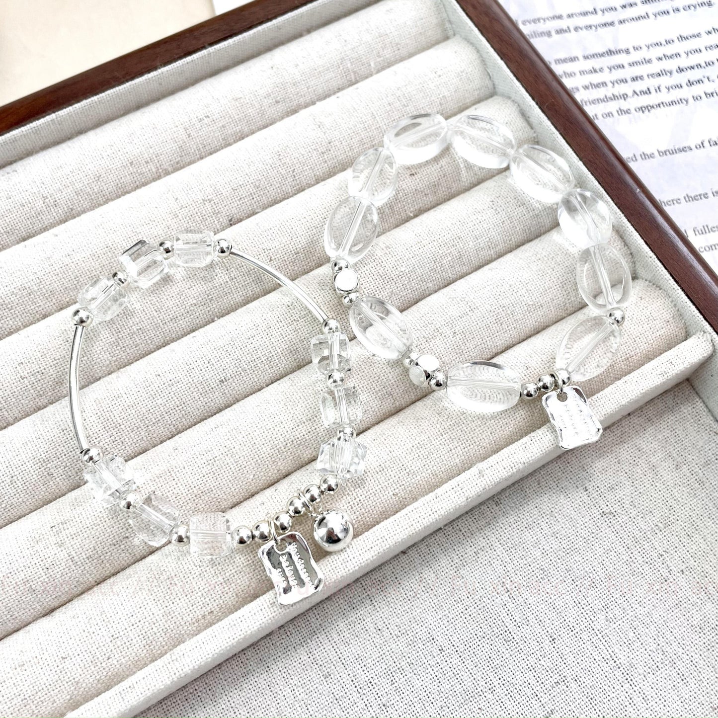 Transparent crystal beaded bracelet