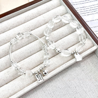 Transparent crystal beaded bracelet