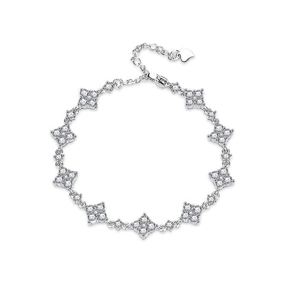 S925 sterling silver Moissanite four-leaf clover bracelet