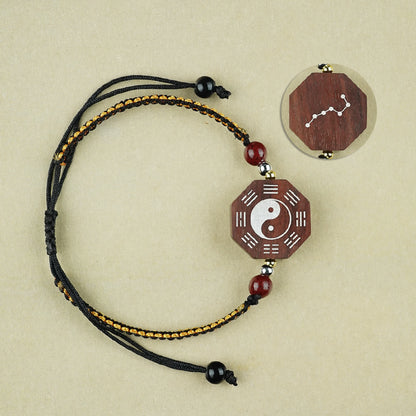 Jujube wood inlaid with silver, Tai Chi woven diamond knot bracelet