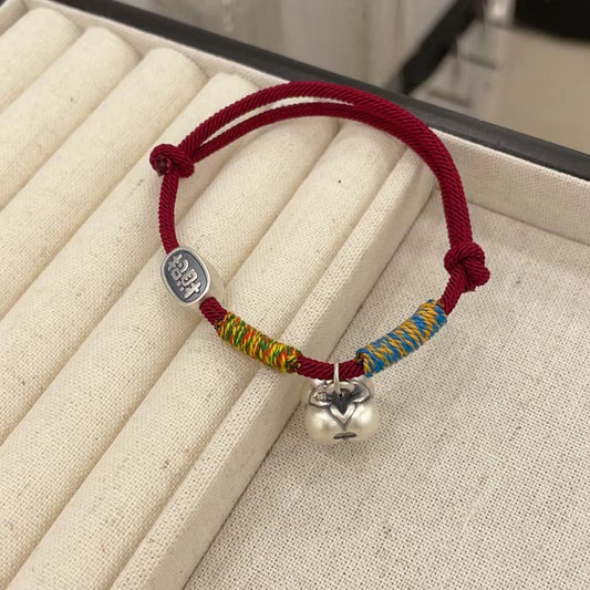 Good persimmons come true, everything goes well. 999 pure silver bracelet, red string for good luck, peace and prosperity