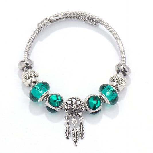 Colorful crystal Amazon Cross-border Crown beaded bracelet, handcrafted glass beads