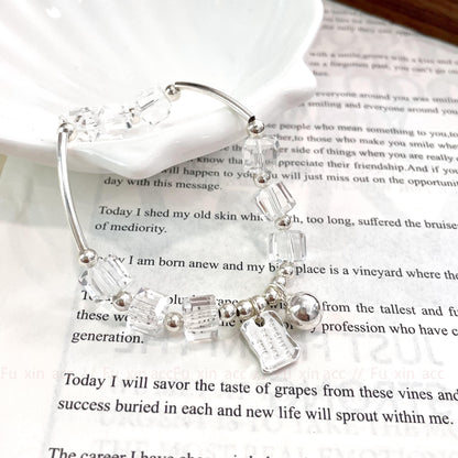 Transparent crystal beaded bracelet