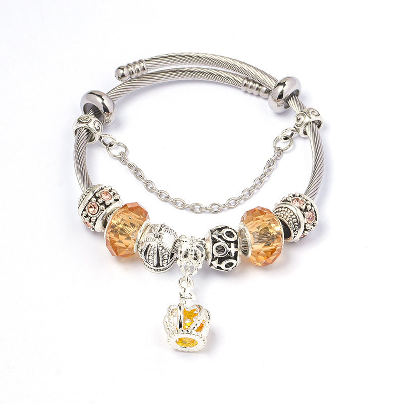 Colorful crystal Amazon Cross-border Crown beaded bracelet, handcrafted glass beads