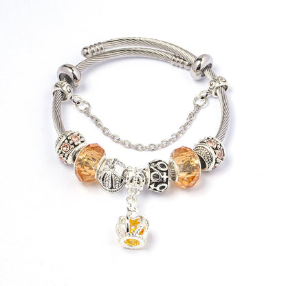 Colorful crystal Amazon Cross-border Crown beaded bracelet, handcrafted glass beads