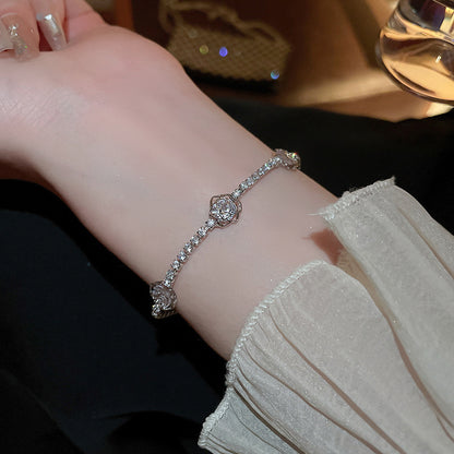 Zircon glass bead square heart adjustable bracelet