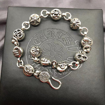 The S925 bracelet features a sword, anchor and cross flower