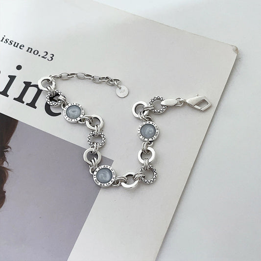 s925 pure silver enamel bracelet