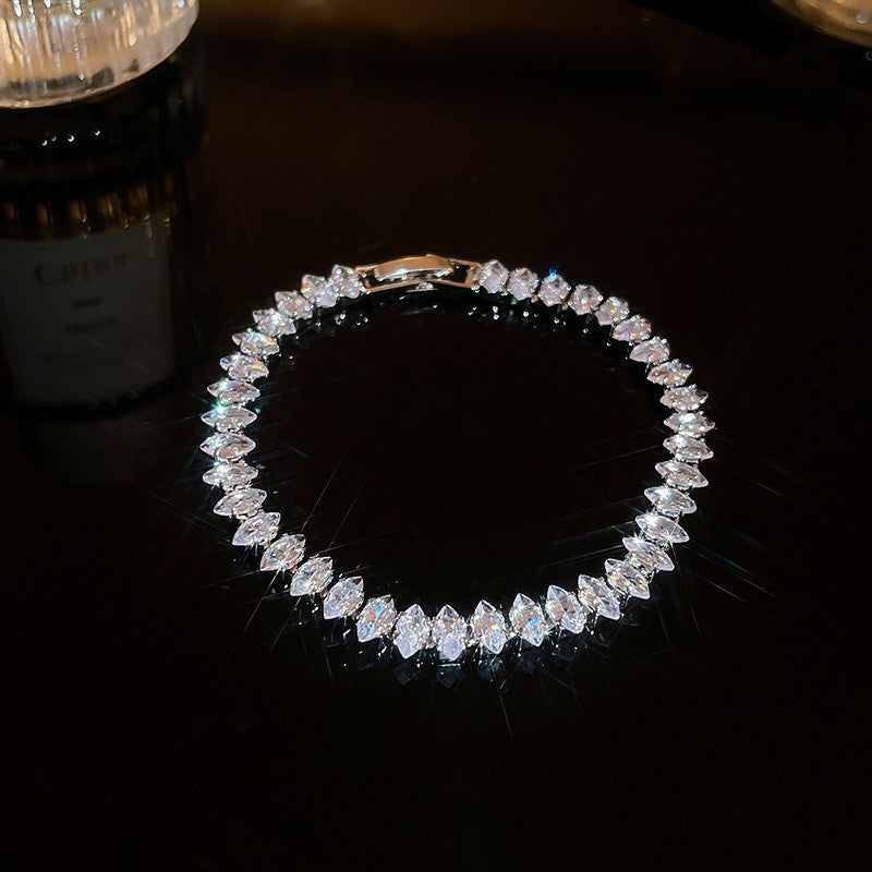 Zircon glass bead square heart adjustable bracelet
