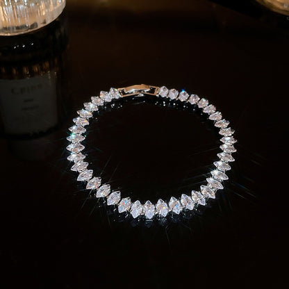 Zircon glass bead square heart adjustable bracelet