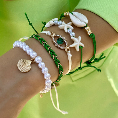 Vacation Series Beach Starfish Shell Rice Bead Woven bracelet