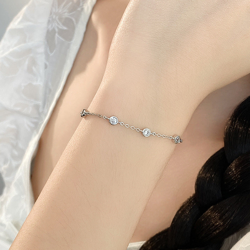 s925 sterling silver small bubble diamond bracelet