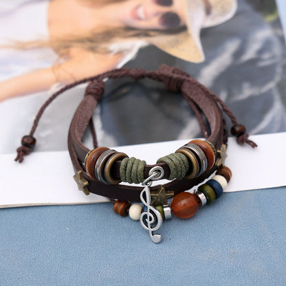 Woven leather star beads
