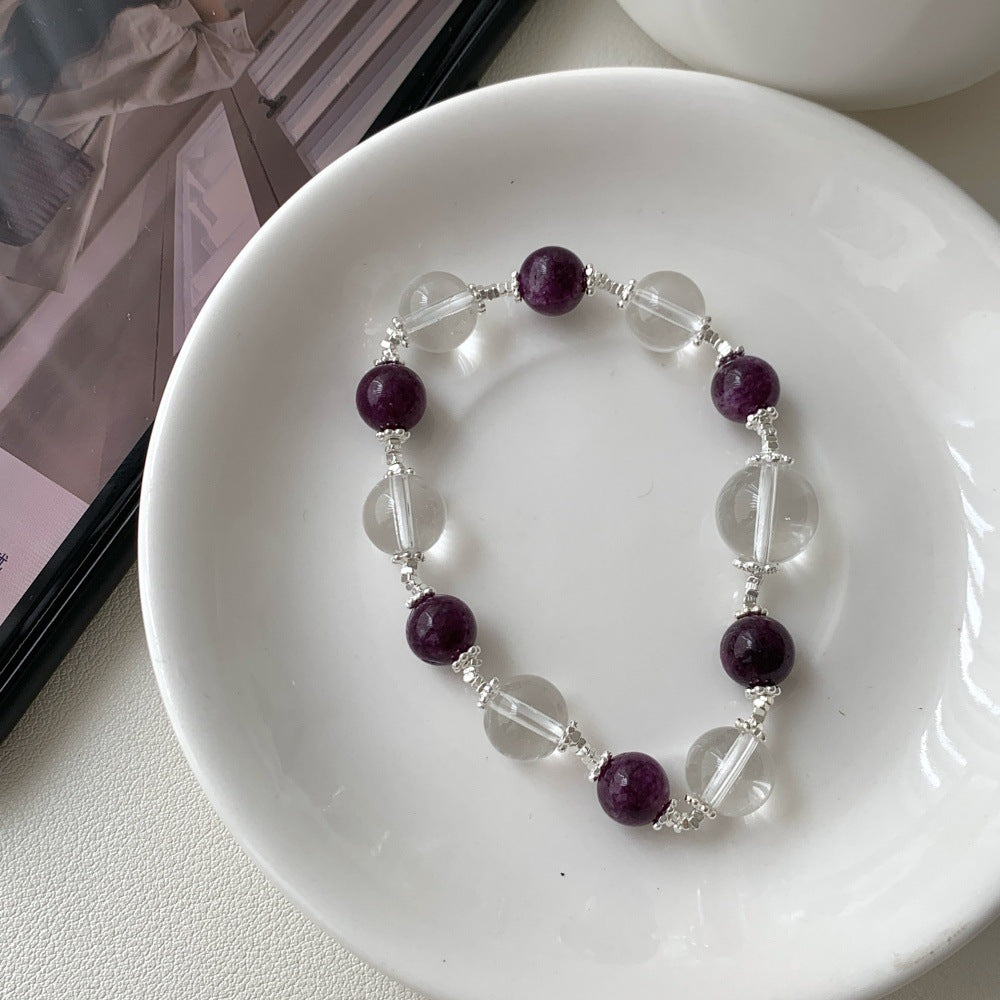 S925 Pure Silver purple chalcedony Bracelet    Product label: