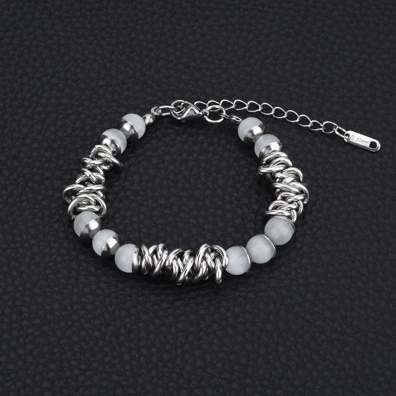 Cat's eye titanium steel non-fading bracelet