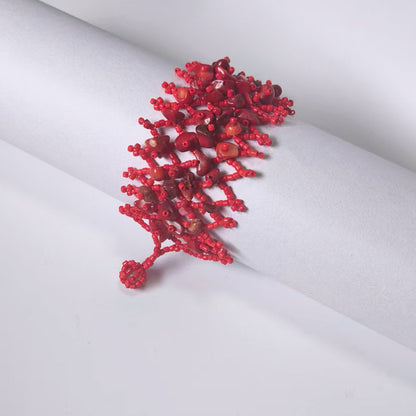Handmade crushed stone beaded Bohemian hollowed-out rice bead crushed stone bracelet