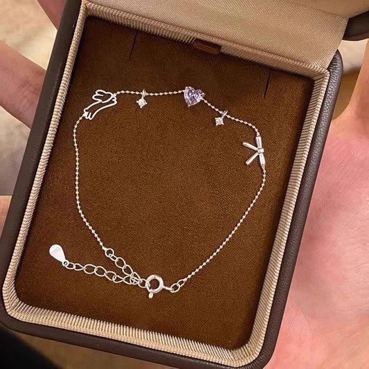 Rabbit Bow bracelet for Women, S925 sterling silver