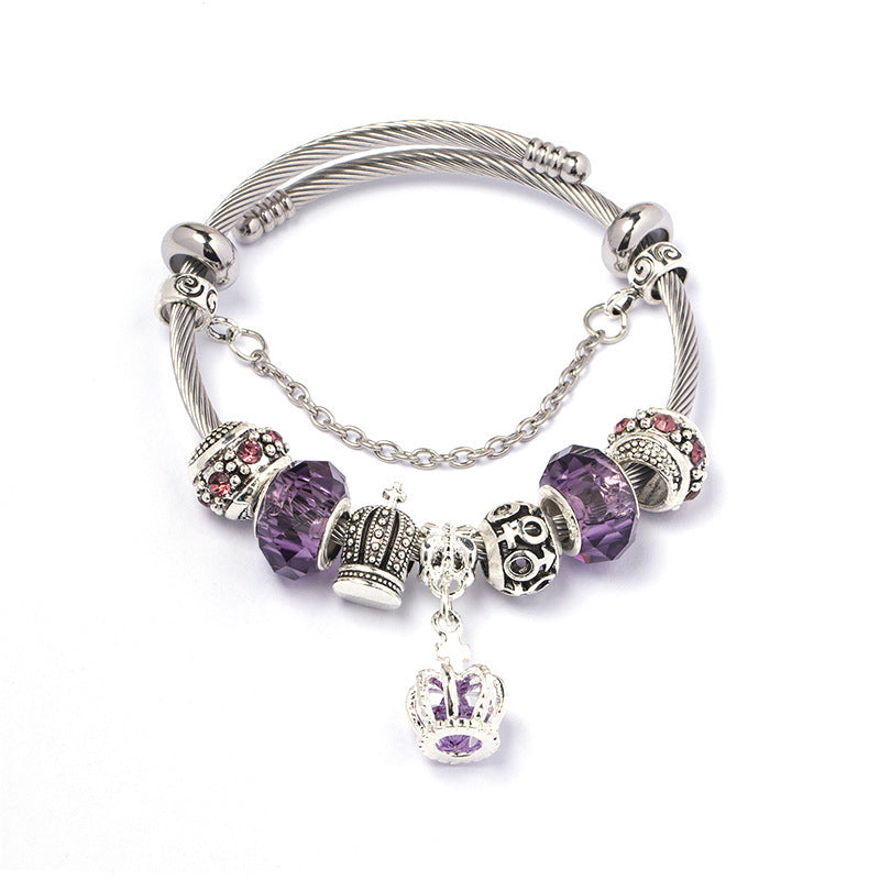 Colorful crystal Amazon Cross-border Crown beaded bracelet, handcrafted glass beads