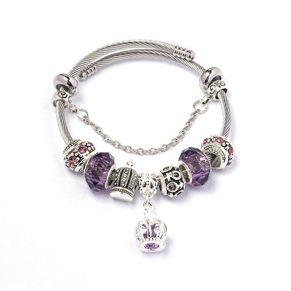 Colorful crystal Amazon Cross-border Crown beaded bracelet, handcrafted glass beads