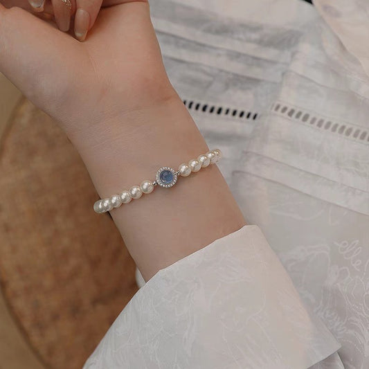 Aquamarine pearl bracelet