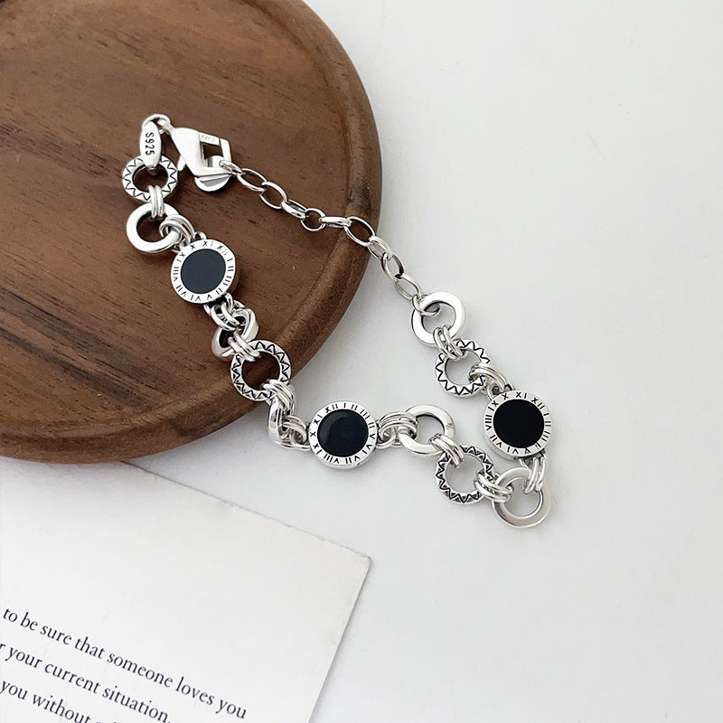 s925 pure silver enamel bracelet