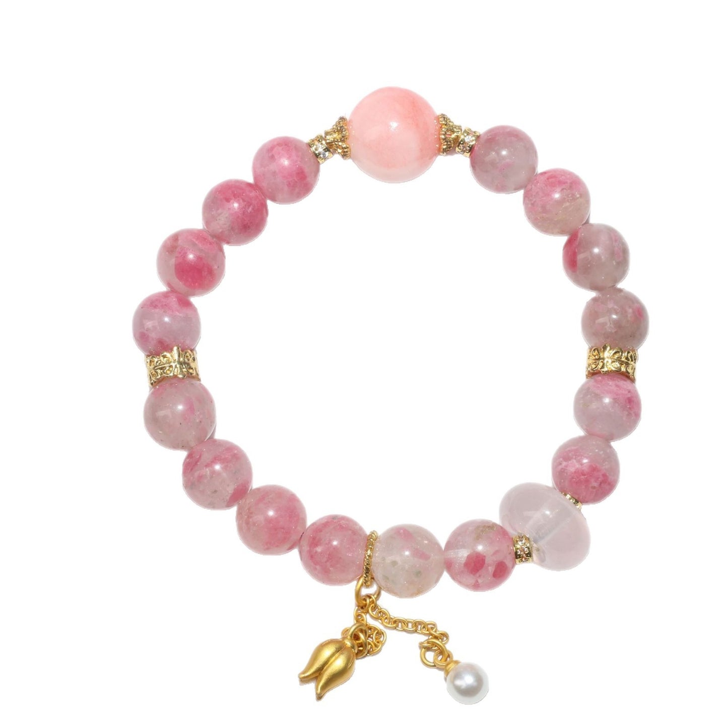 Pink cherry blossom mist, deep and light cherry blossom rain, Persian jade crystal bracelet