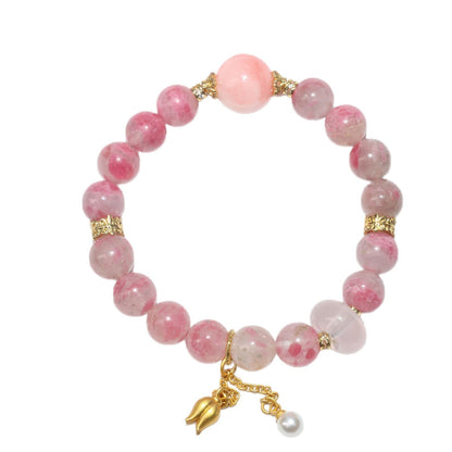 Pink cherry blossom mist, deep and light cherry blossom rain, Persian jade crystal bracelet
