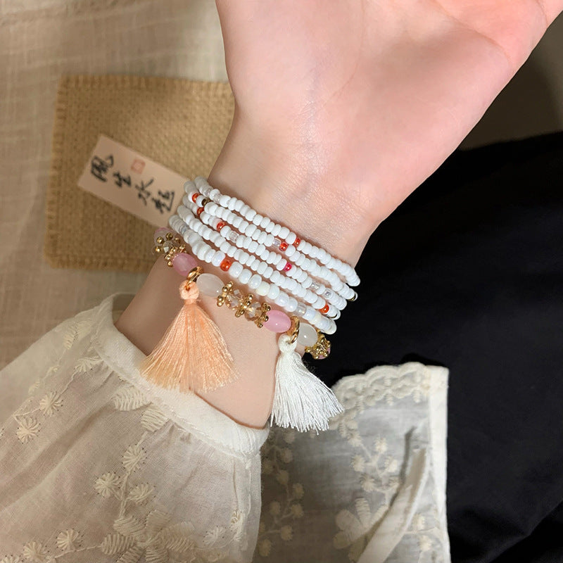 Multi-layered beaded bracelet