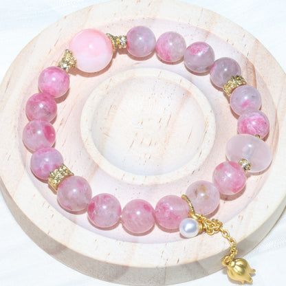 Pink cherry blossom mist, deep and light cherry blossom rain, Persian jade crystal bracelet