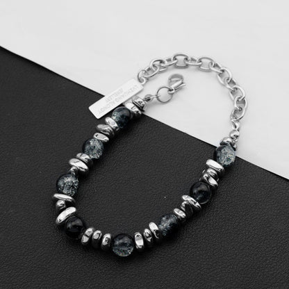 Ice crack spliced black gallstone bracelet