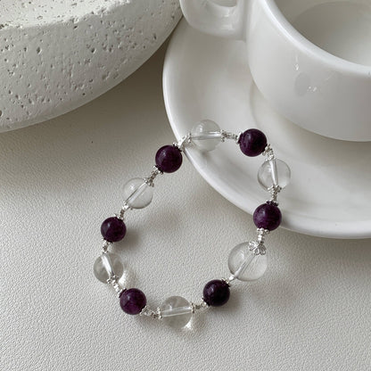 S925 Pure Silver purple chalcedony Bracelet    Product label: