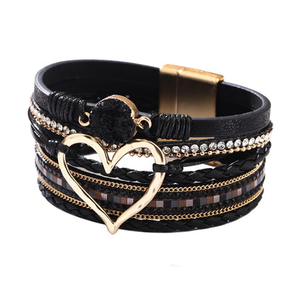 Cross bracelet with slightly set diamond magnetic clasp
