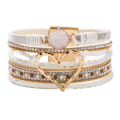 Cross bracelet with slightly set diamond magnetic clasp