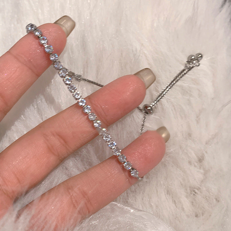 Zircon glass bead square heart adjustable bracelet