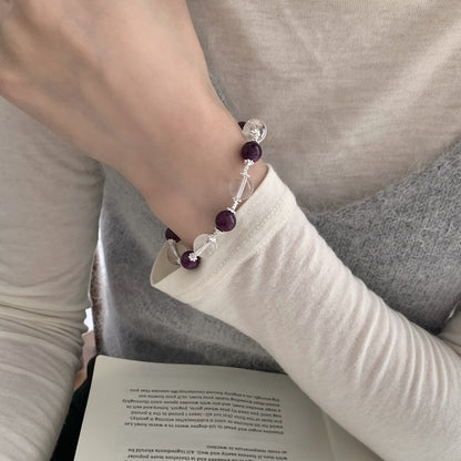 S925 Pure Silver purple chalcedony Bracelet    Product label: