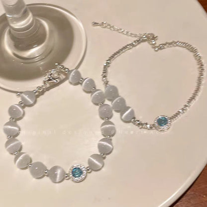 Chinese-style cat's eye stone beaded bracelet