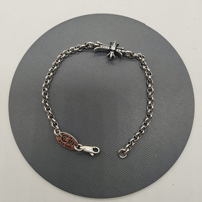 The S925 bracelet features a sword, anchor and cross flower